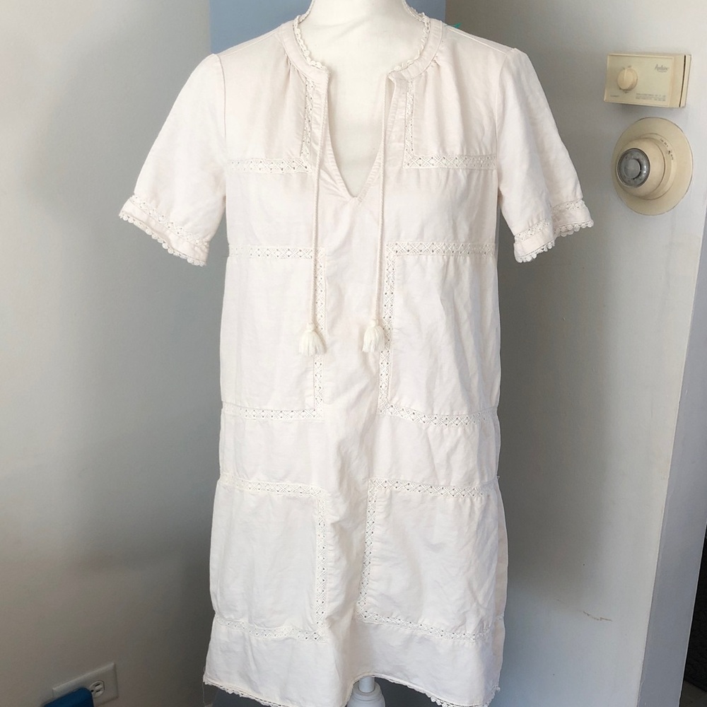 GAP White Eyelet Tassel Tunic Dress